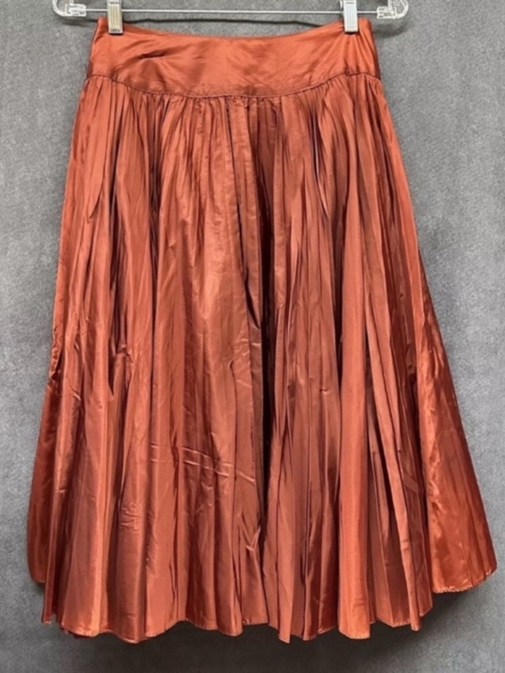 Vintage 50s satin skirt brown Pleated women’s 27” Waist